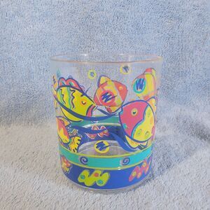 Vintage 1995 GB Tropical Fish Acrylic Cup Tumbler Retro Tiki Bar Aquarium Pool